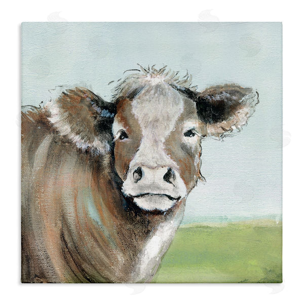 stupell industries Janet Tava | Cow Gazing Farm Pasture Clear Blue Sky Wall Art