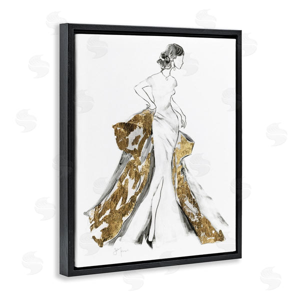Stupell Industries Janet Tava | Elegant Fashion Female Glam Coat Evening Dress Wall Art