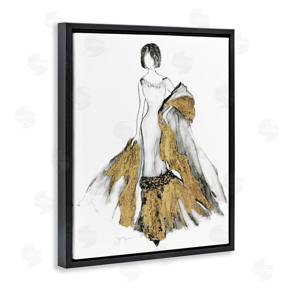 Stupell Industries Janet Tava | Fashion Figure Drawing Female Glam Evening Gown Gold Wall Art