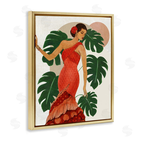 Stupell Industries Janet Tava | Fashionable Woman With Leaves