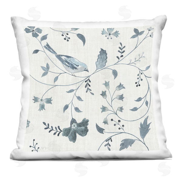 stupell industries Janet Tava | Flower Pattern with Bird Perched Printed Throw Pillow