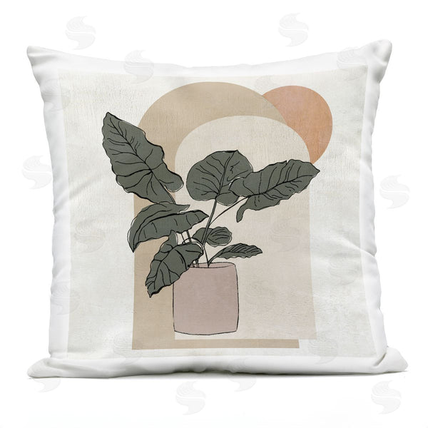 Stupell Industries Janet Tava | Geometric Potted Plant Neutrals Printed Throw Pillow