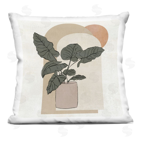 stupell industries Janet Tava | Geometric Potted Plant Neutrals Printed Throw Pillow