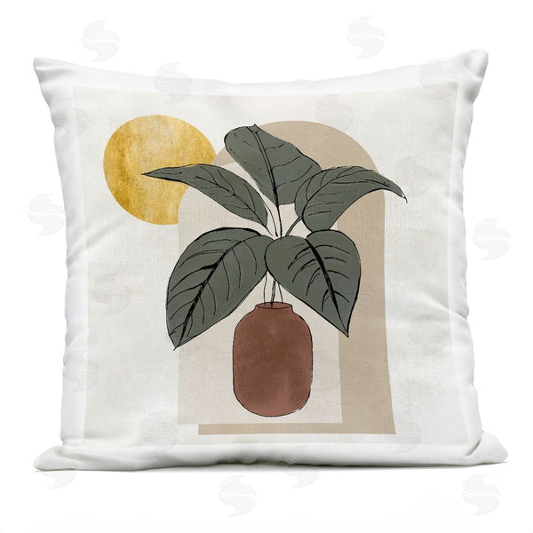Stupell Industries Janet Tava | Geometric Sun Shape Plant Printed Throw Pillow
