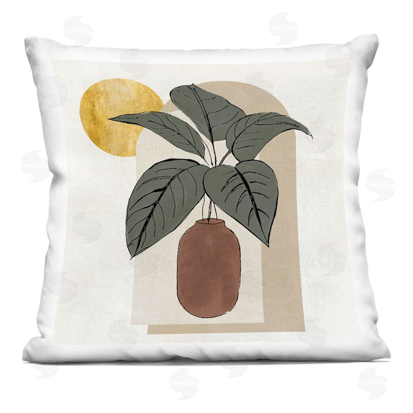 stupell industries Janet Tava | Geometric Sun Shape Plant Printed Throw Pillow