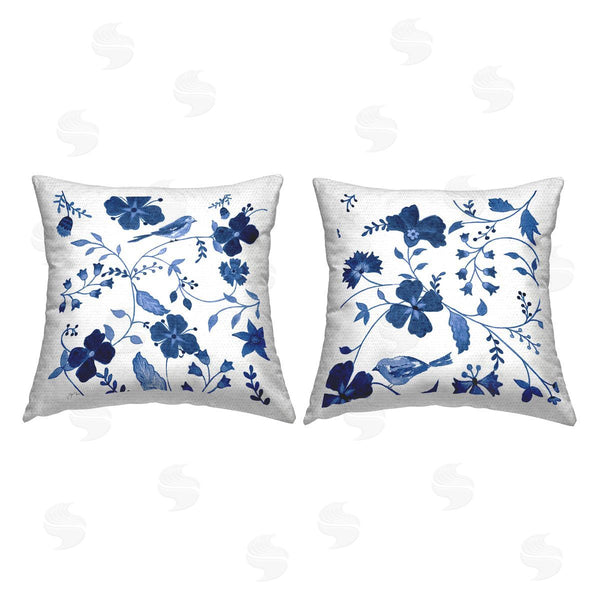 Stupell Industries Janet Tava | Minimal Floral & Bird Printed Throw Pillow Set