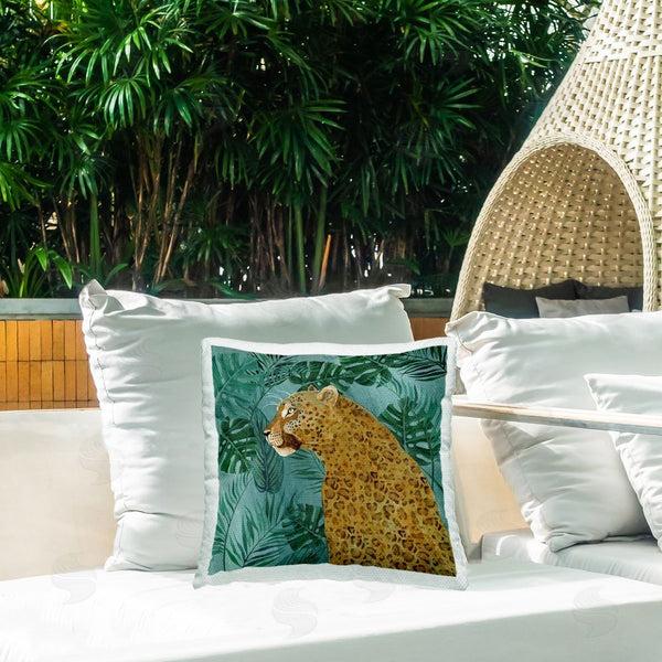 Stupell Industries Janet Tava | Monstera & Palms Cheetah Printed Throw Pillow