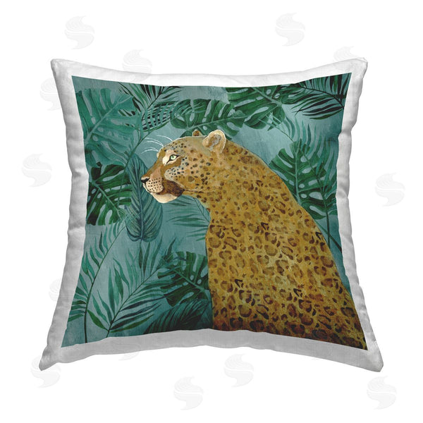 stupell industries Janet Tava | Monstera & Palms Cheetah Printed Throw Pillow