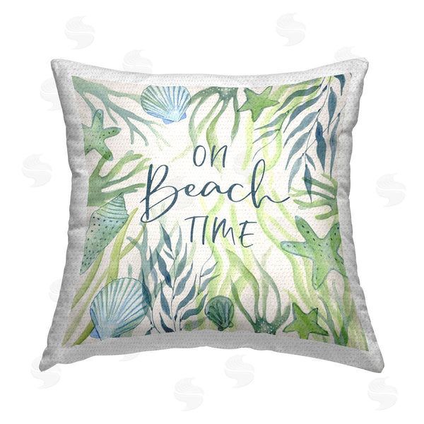 Stupell Industries Janet Tava | On Beach Time Phrase Printed Throw Pillow
