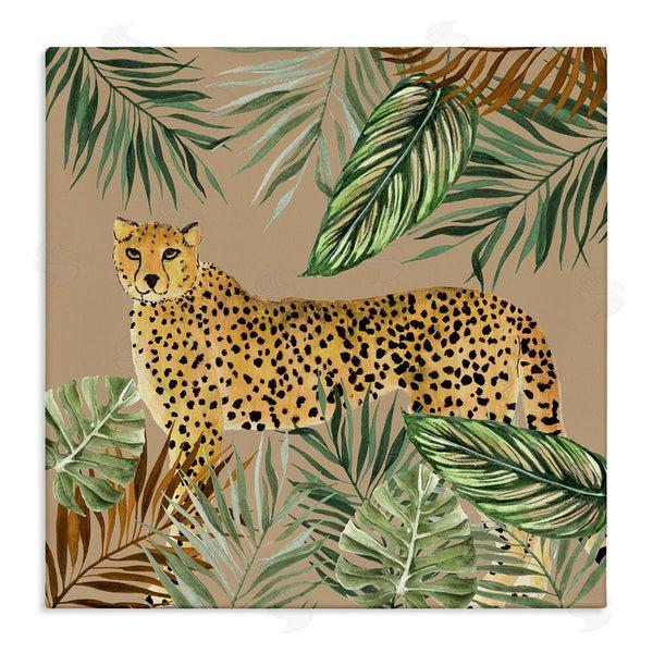 stupell industries Janet Tava | Palm Leaves Around Leopard