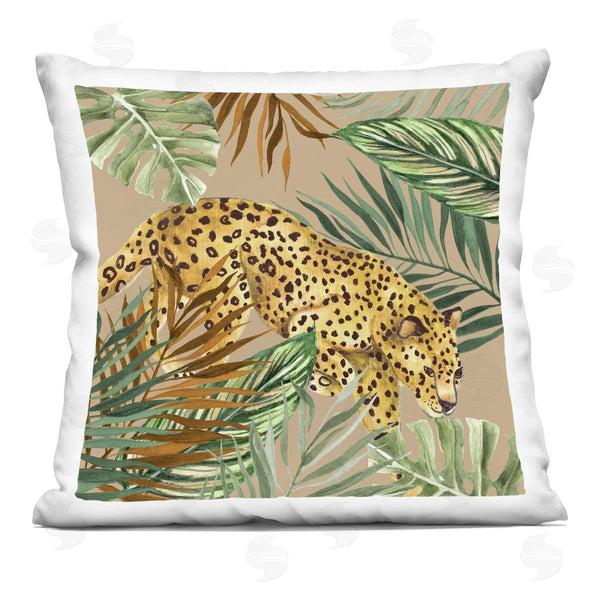 stupell industries Janet Tava | Palm Leaves Surrounding Leopard Printed Throw Pillow