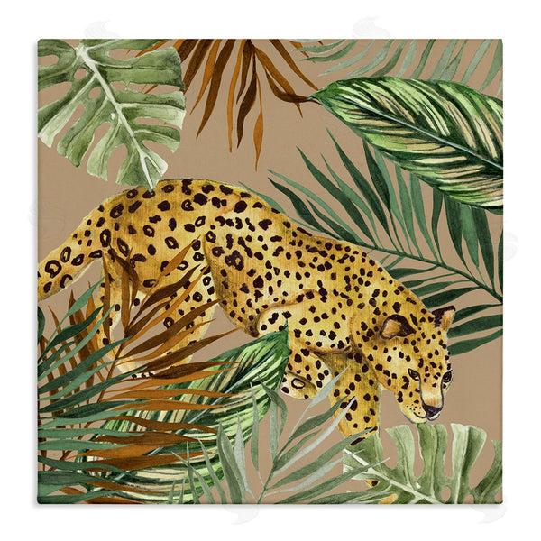 stupell industries Janet Tava | Palm Leaves Surrounding Leopard