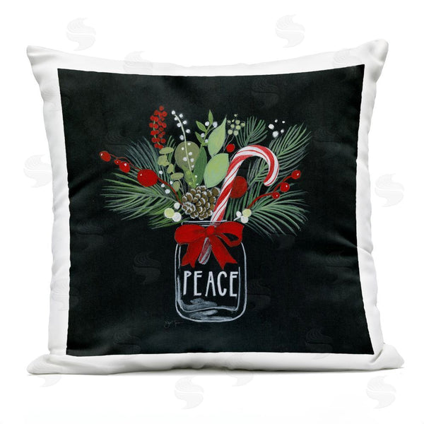 Stupell Industries Janet Tava | Peace Candy Cane Jar Printed Throw Pillow