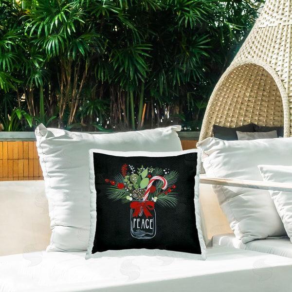 Stupell Industries Janet Tava | Peace Candy Cane Jar Printed Throw Pillow