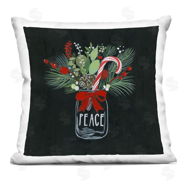 stupell industries Janet Tava | Peace Candy Cane Jar Printed Throw Pillow