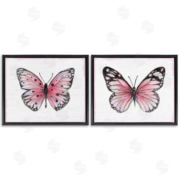 Stupell Industries Janet Tava | Pink Butterflies With Vintage Cursive
