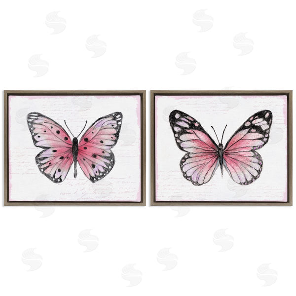 Stupell Industries Janet Tava | Pink Butterflies With Vintage Cursive