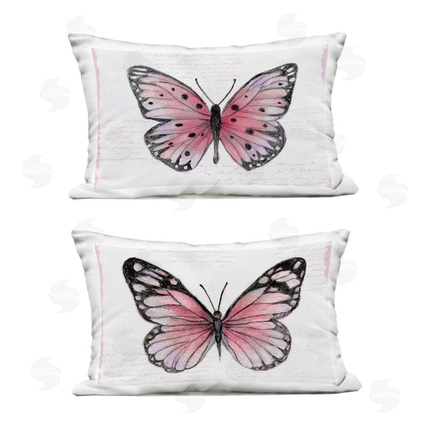 Stupell Industries Janet Tava | Pink Butterflies With Vintage Cursive Printed Throw Pillow Set