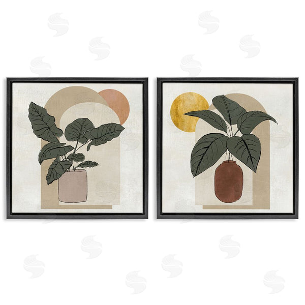 Stupell Industries Janet Tava | Potted Plant Leaves Geometric Shapes Wall Art