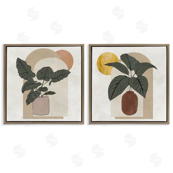 Stupell Industries Janet Tava | Potted Plant Leaves Geometric Shapes Wall Art