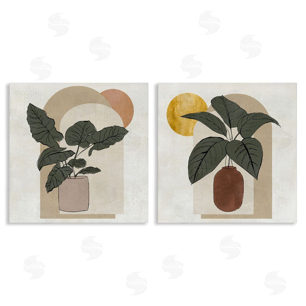 stupell industries Janet Tava | Potted Plant Leaves Geometric Shapes Wall Art
