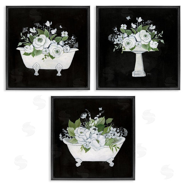 Stupell Industries Janet Tava | Rustic Bathroom Florals Wall Art