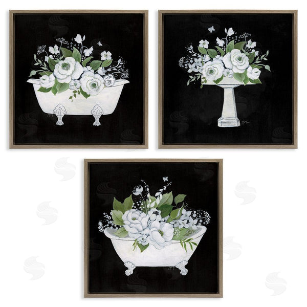 Stupell Industries Janet Tava | Rustic Bathroom Florals Wall Art