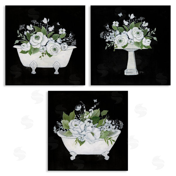 stupell industries Janet Tava | Rustic Bathroom Florals Wall Art