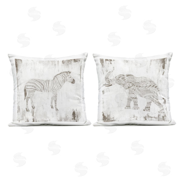 Stupell Industries Janet Tava | Rustic Boho Striped Animals Printed Throw Pillow Set