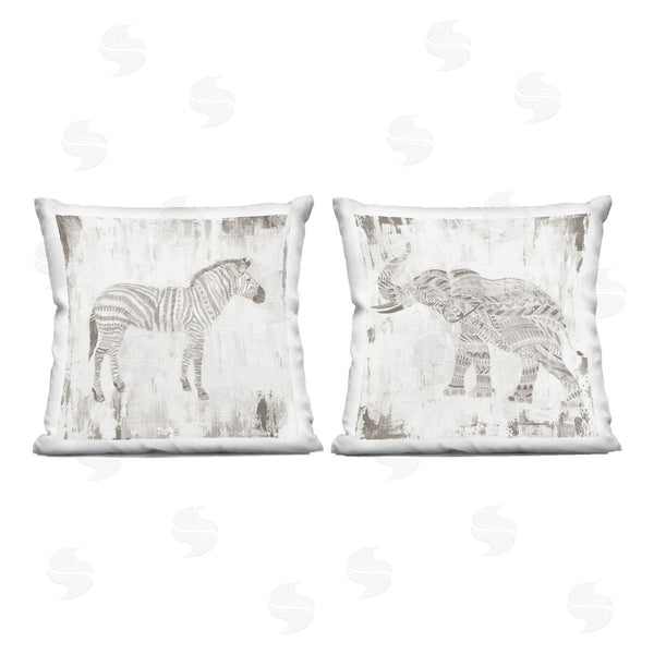 stupell industries Janet Tava | Rustic Boho Striped Animals Printed Throw Pillow Set