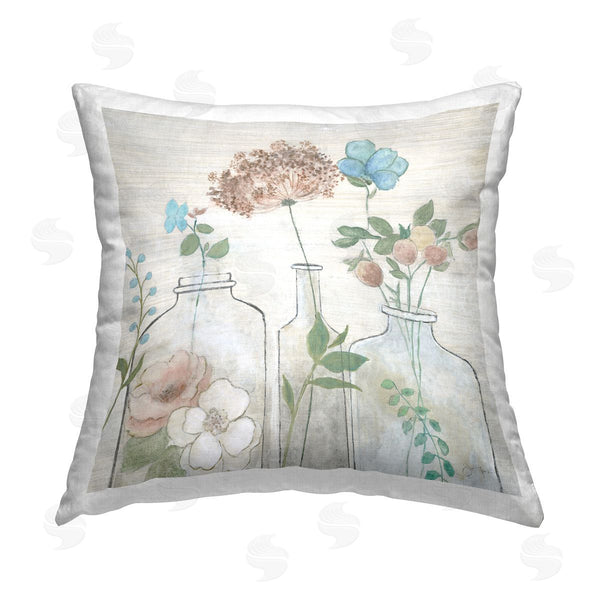 stupell industries Janet Tava | Rustic Floral Sprigs Country Blooms Printed Throw Pillow