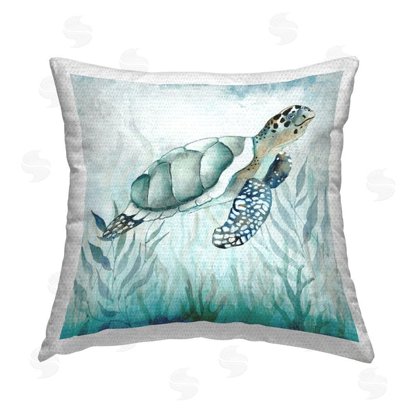 Stupell Industries Janet Tava | Sea Turtle & Seaweed Printed Throw Pillow