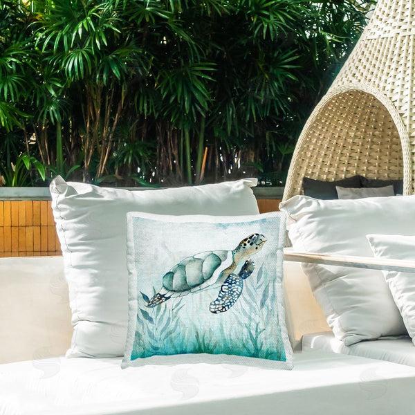 Stupell Industries Janet Tava | Sea Turtle & Seaweed Printed Throw Pillow