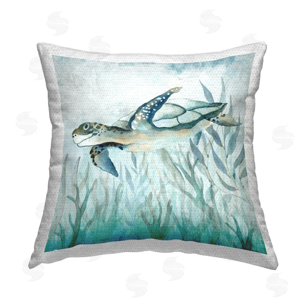 Stupell Industries Janet Tava | Sea Turtle Swimming Printed Throw Pillow