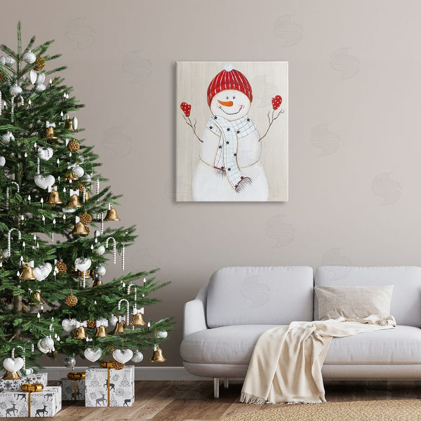 Stupell Industries Janet Tava | Seasonal Snowman Smiling Red Hat Wall Art