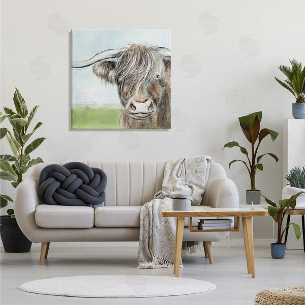 Stupell Industries Janet Tava | Shaggy Cattle Brown Country Animal Blue Sky Wall Art