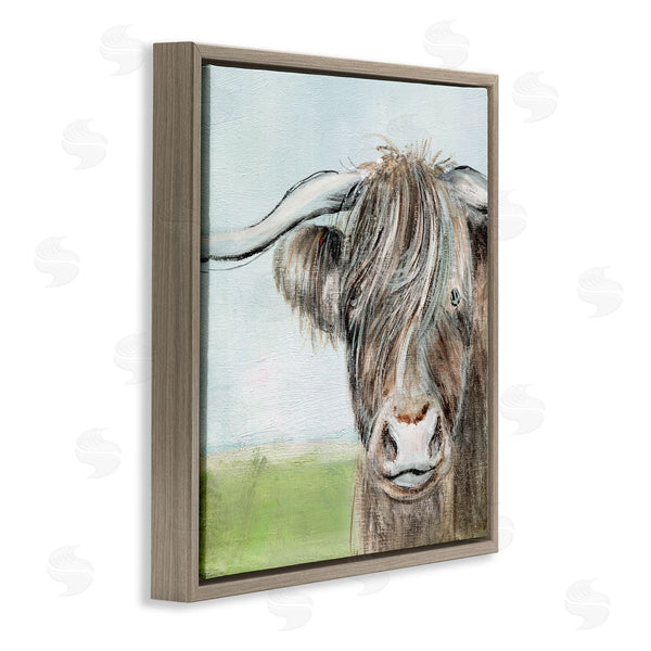 Stupell Industries Janet Tava | Shaggy Cattle Brown Country Animal Blue Sky Wall Art