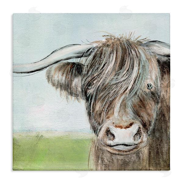stupell industries Janet Tava | Shaggy Cattle Brown Country Animal Blue Sky Wall Art