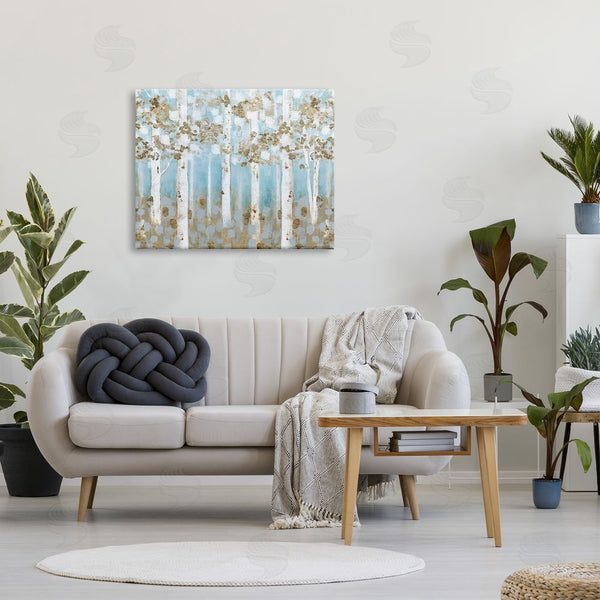 Stupell Industries Janet Tava | Spring Birch Tree Forest Soft Blue Contemporary Landscape Wall Art