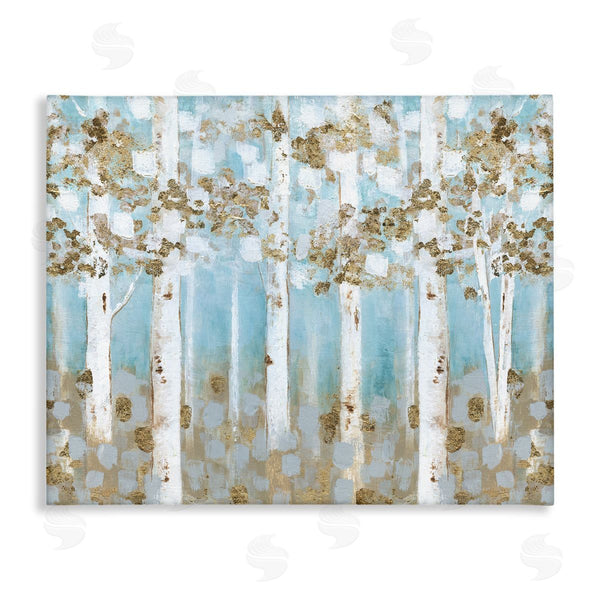 stupell industries Janet Tava | Spring Birch Tree Forest Soft Blue Contemporary Landscape Wall Art