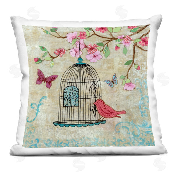 stupell industries Janet Tava | Spring Fling Bird Scene Printed Throw Pillow