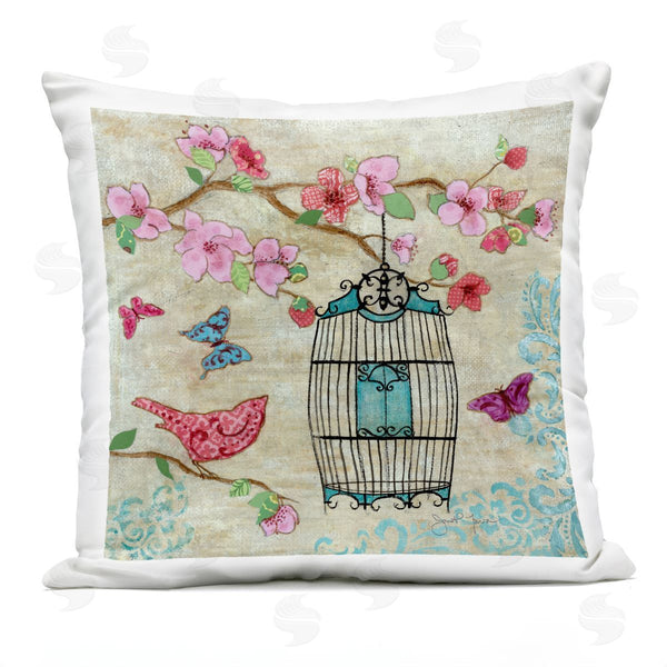 Stupell Industries Janet Tava | Spring Fling Pink Bird Printed Throw Pillow
