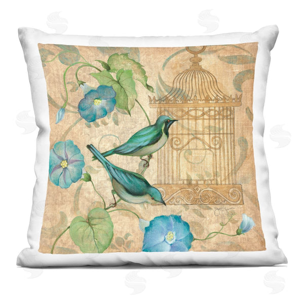 stupell industries Janet Tava | Spring's Song Green Birds Printed Throw Pillow