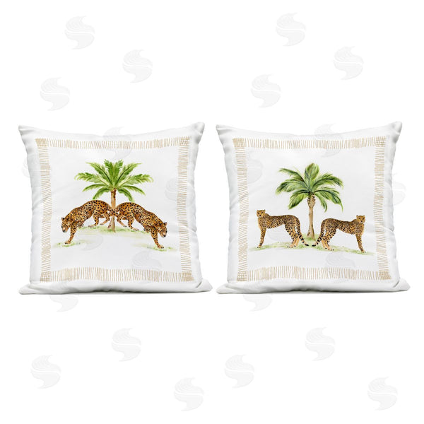 Stupell Industries Janet Tava | Symmetrical Cheetahs & Palm Trees Printed Throw Pillow Set