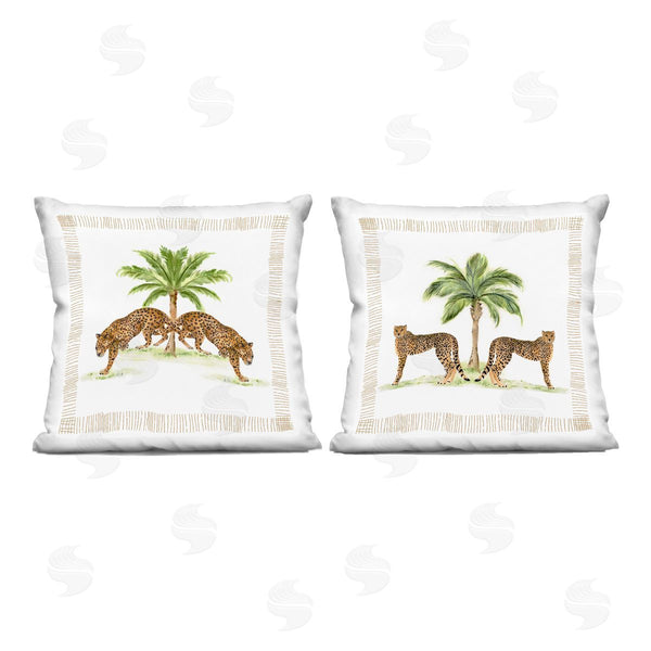 stupell industries Janet Tava | Symmetrical Cheetahs & Palm Trees Printed Throw Pillow Set