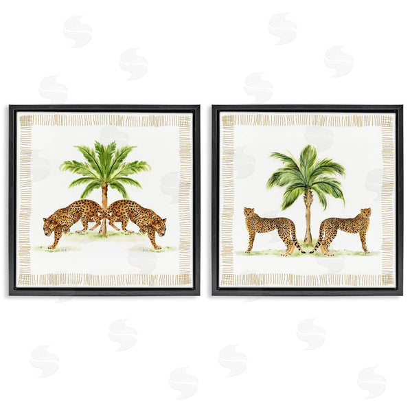 Stupell Industries Janet Tava | Symmetrical Leopards & Palm Trees