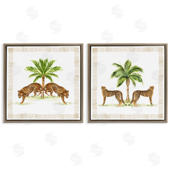 Stupell Industries Janet Tava | Symmetrical Leopards & Palm Trees