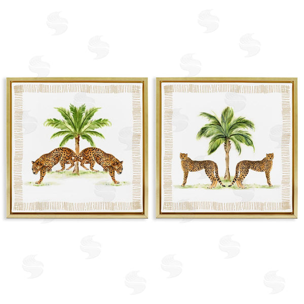 Stupell Industries Janet Tava | Symmetrical Leopards & Palm Trees