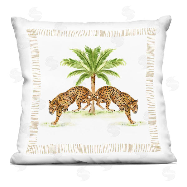 stupell industries Janet Tava | Symmetrical Stepping Cheetahs Printed Throw Pillow