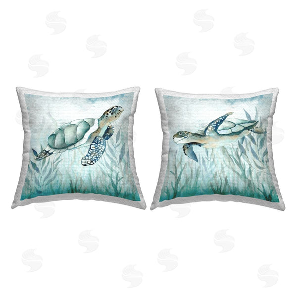 Stupell Industries Janet Tava | Turtles Among Seaweed Printed Throw Pillow Set